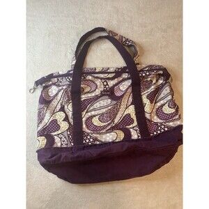 Large Thirty-One Retro Metro Weekender Bag Purple Paisley Travel Gym Duffle